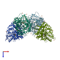 PDB entry 2wyn coloured by chain, top view.