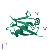 PDB entry 2wyq coloured by chain, top view.