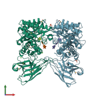 PDB entry 2wys coloured by chain, front view.