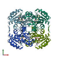 PDB entry 2wyw coloured by chain, front view.