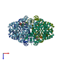 PDB entry 2wyw coloured by chain, top view.
