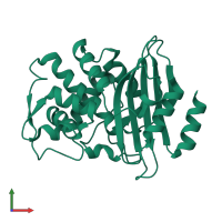 PDB entry 2wyx coloured by chain, front view.