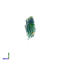 PDB entry 2wyy coloured by chain, side view.