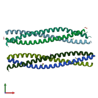 PDB entry 2wz7 coloured by chain, front view.