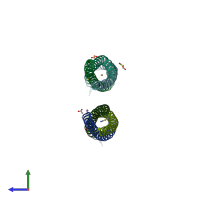 PDB entry 2wz7 coloured by chain, side view.