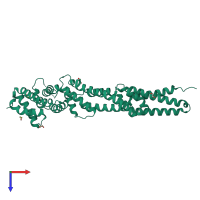 PDB entry 2wzk coloured by chain, top view.