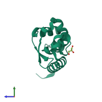 PDB entry 2wzl coloured by chain, side view.