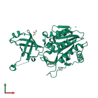 PDB entry 2wzn coloured by chain, front view.