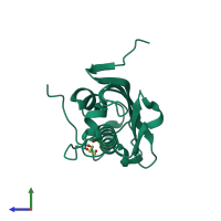 PDB entry 2wzo coloured by chain, side view.