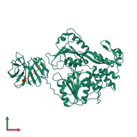 PDB entry 2wzq coloured by chain, front view.