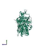 PDB entry 2wzq coloured by chain, side view.