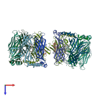 PDB entry 2wzy coloured by chain, top view.