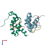 PDB entry 2x04 coloured by chain, top view.