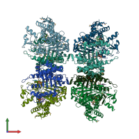 PDB entry 2x06 coloured by chain, front view.