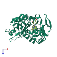 PDB entry 2x07 coloured by chain, top view.