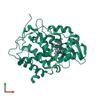 PDB entry 2x08 coloured by chain, front view.