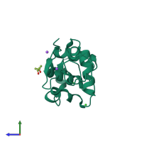 PDB entry 2x0a coloured by chain, side view.