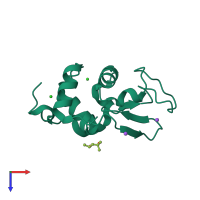 PDB entry 2x0a coloured by chain, top view.