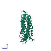 PDB entry 2x0c coloured by chain, side view.
