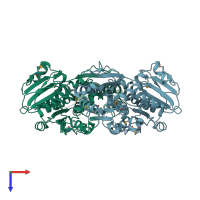 PDB entry 2x0d coloured by chain, top view.