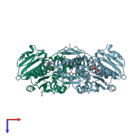 PDB entry 2x0f coloured by chain, top view.