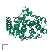 PDB entry 2x0j coloured by chain, top view.