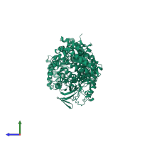PDB entry 2x0s coloured by chain, side view.