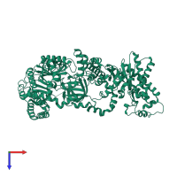 PDB entry 2x0s coloured by chain, top view.