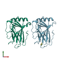 PDB entry 2x0w coloured by chain, front view.