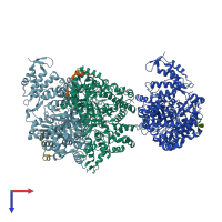 PDB entry 2x0x coloured by chain, top view.