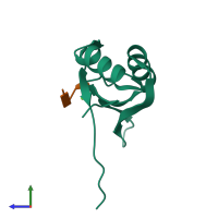 PDB entry 2x1a coloured by chain, side view.