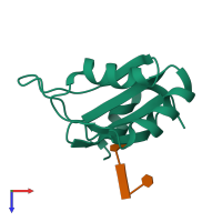PDB entry 2x1f coloured by chain, top view.