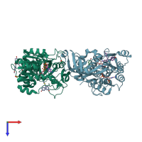 PDB entry 2x1h coloured by chain, top view.