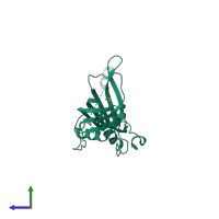 PDB entry 2x1j coloured by chain, side view.