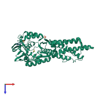 PDB entry 2x1m coloured by chain, top view.