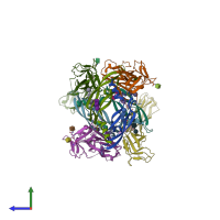 PDB entry 2x1w coloured by chain, side view.
