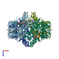 PDB entry 2x23 coloured by chain, top view.