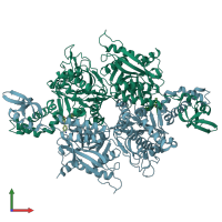 PDB entry 2x24 coloured by chain, front view.