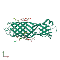 PDB entry 2x27 coloured by chain, front view.