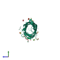 PDB entry 2x27 coloured by chain, side view.