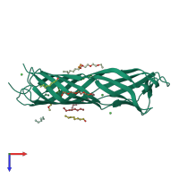 PDB entry 2x27 coloured by chain, top view.
