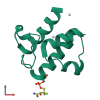 PDB entry 2x2b coloured by chain, front view.