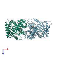 PDB entry 2x2f coloured by chain, top view.