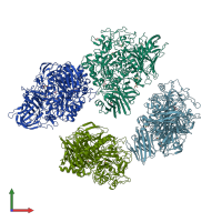 PDB entry 2x2h coloured by chain, front view.