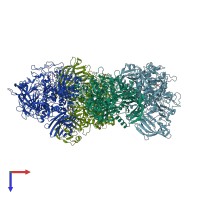 PDB entry 2x2h coloured by chain, top view.