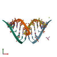 PDB entry 2x2q coloured by chain, front view.
