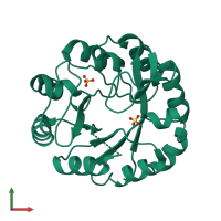 PDB entry 2x30 coloured by chain, front view.