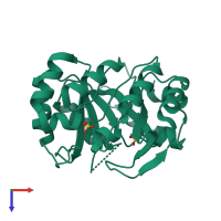 PDB entry 2x30 coloured by chain, top view.