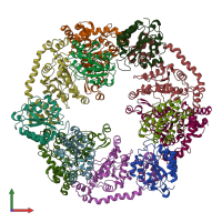 PDB entry 2x31 coloured by chain, front view.