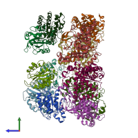 PDB entry 2x31 coloured by chain, side view.